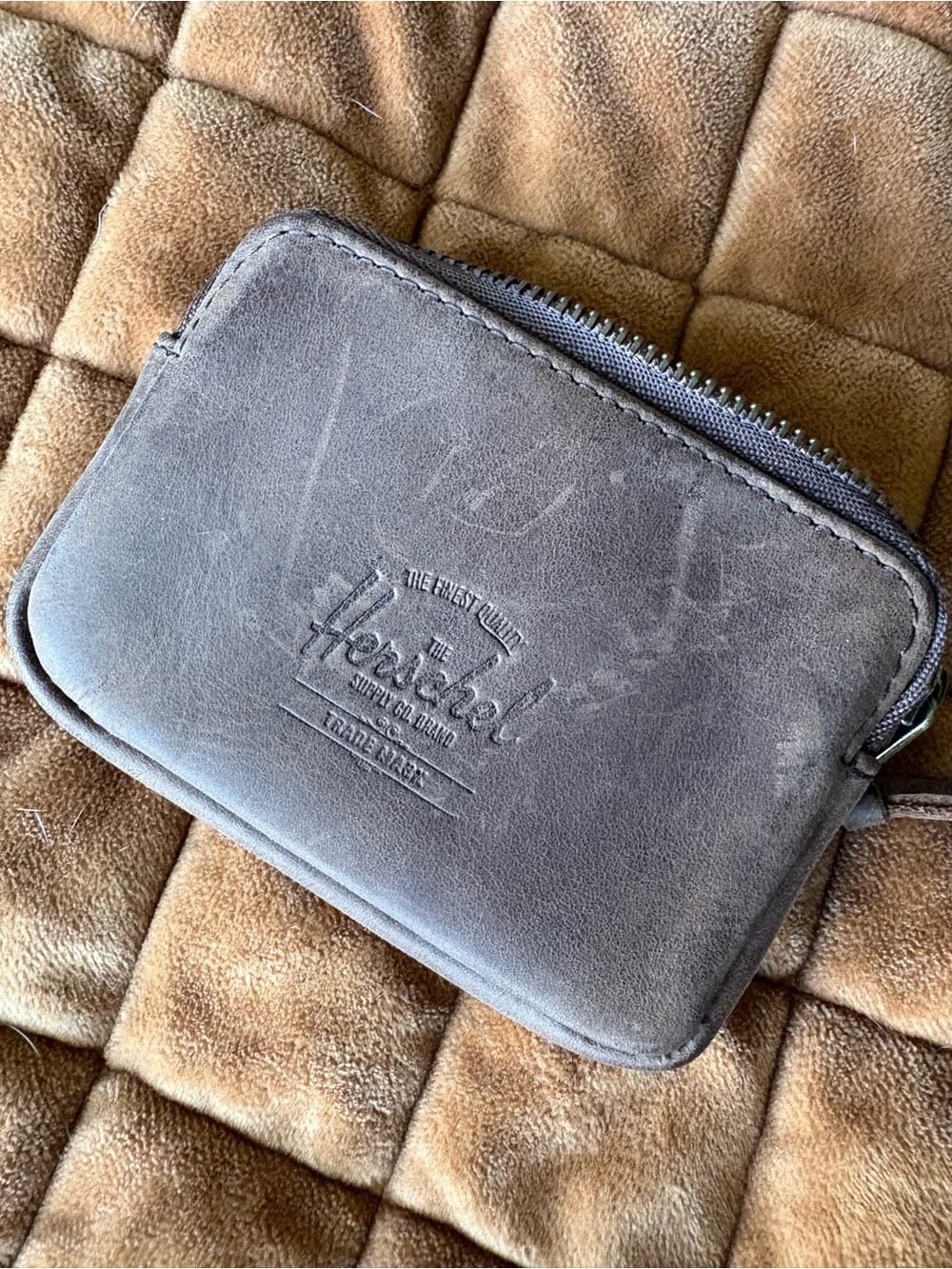 Herschel Supply Company Brown Leather Zip Card Wallet